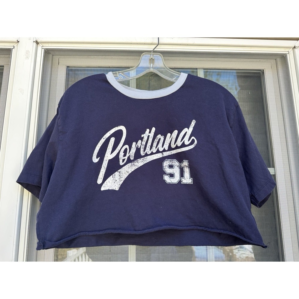 Cropped Graphic T-shirt, Garage Brand, Size Medium Portland 91